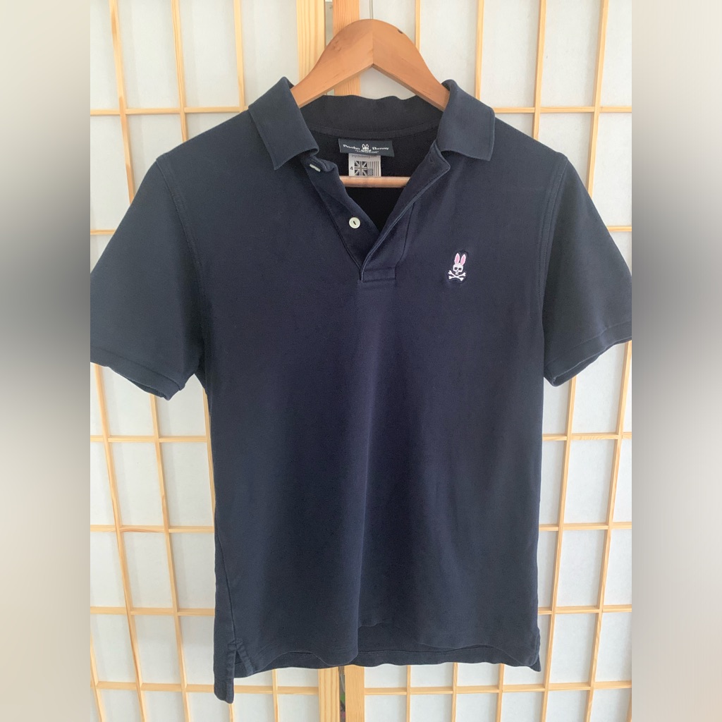 Psycho Bunny Men's Black Polo Size 4